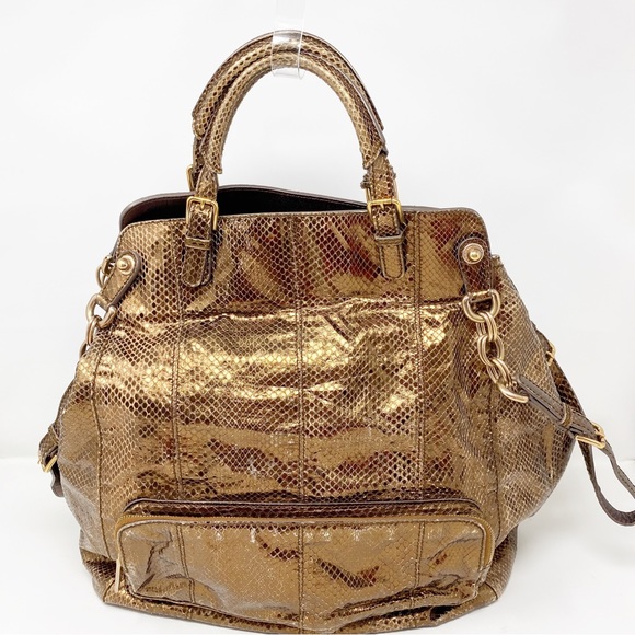 Dolce & Gabbana Handbag MISS POCKET Bronze Metallic Snakeskin Large Purse - Picture 12 of 15